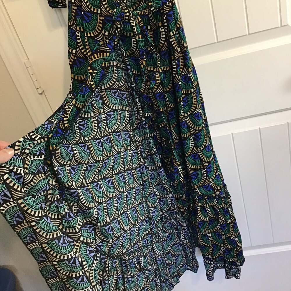 Silk & Salt Geometric Print Wrap Midi Dress Size XS Boho Flirty NWT - Picture 12 of 13